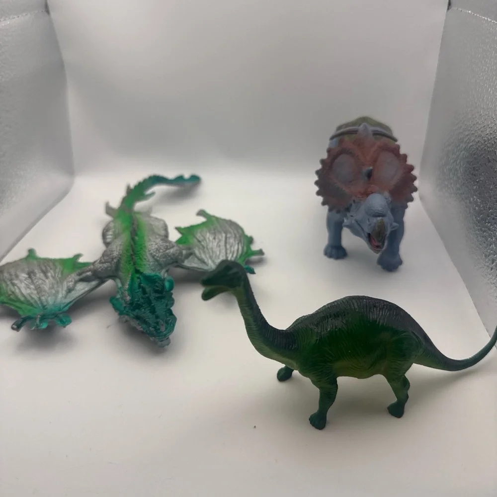 Reptile and Dinosaur Toy Set - Green, Gray, Blue